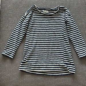 Madewell XS 3/4 length sleeve navy blue/cream shirt.